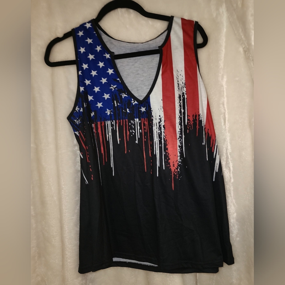 American Flag  4th of July Tank Top 1X 14 Plus Curve NEVER WORN